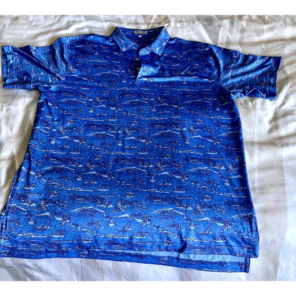 Peter Millar XL Polo Summer Comfort Blue Boats- Excellent